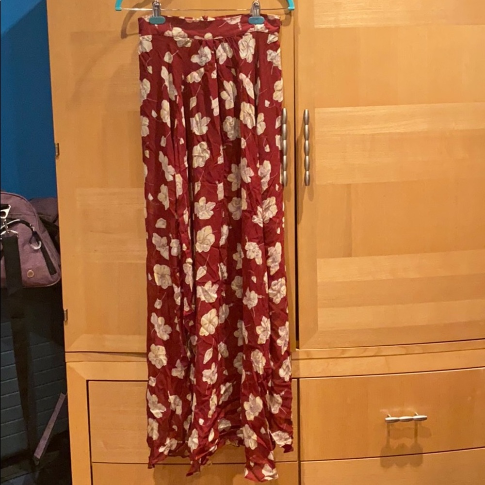 NWT cranberry red flowered skirt by Anthropologie
